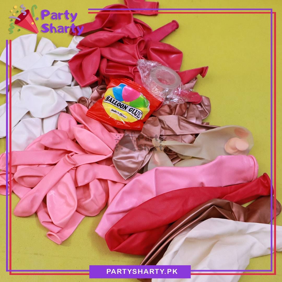 80pcs Dark Pink, Baby Pink, Rose Gold & White Balloon Garland Arch Kit For Party Event Decoration