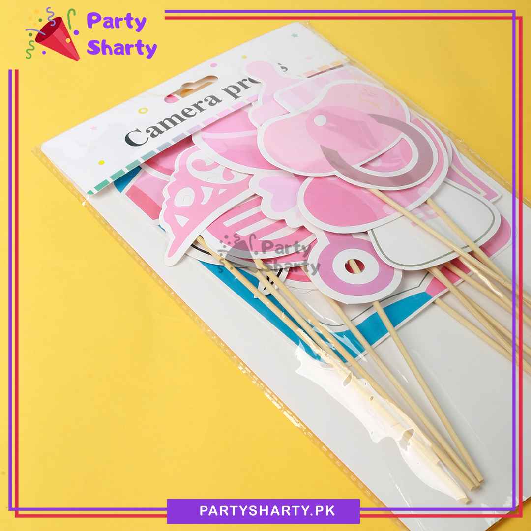 13pcs/Set Pink Baby Shower I Vote Girl Photo Booth Props For Gender Reveal Celebrations