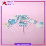 6pcs/Set Blue Color Baby Shower Theme Cake Topper set For Cake Decoration