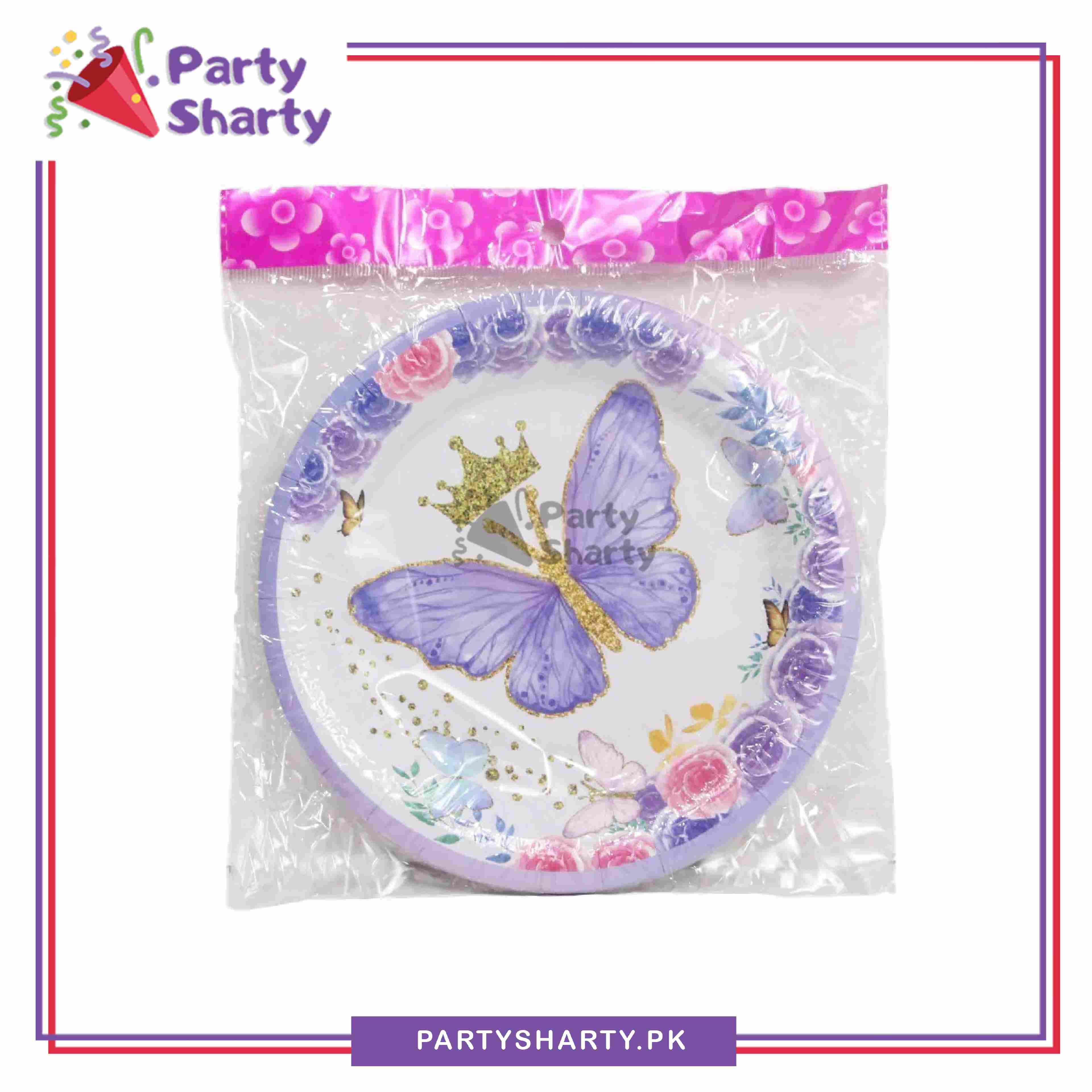 7inches Butterfly Theme Dessert Paper Plates Pack of 10 for Butterfly Theme Party Decoration