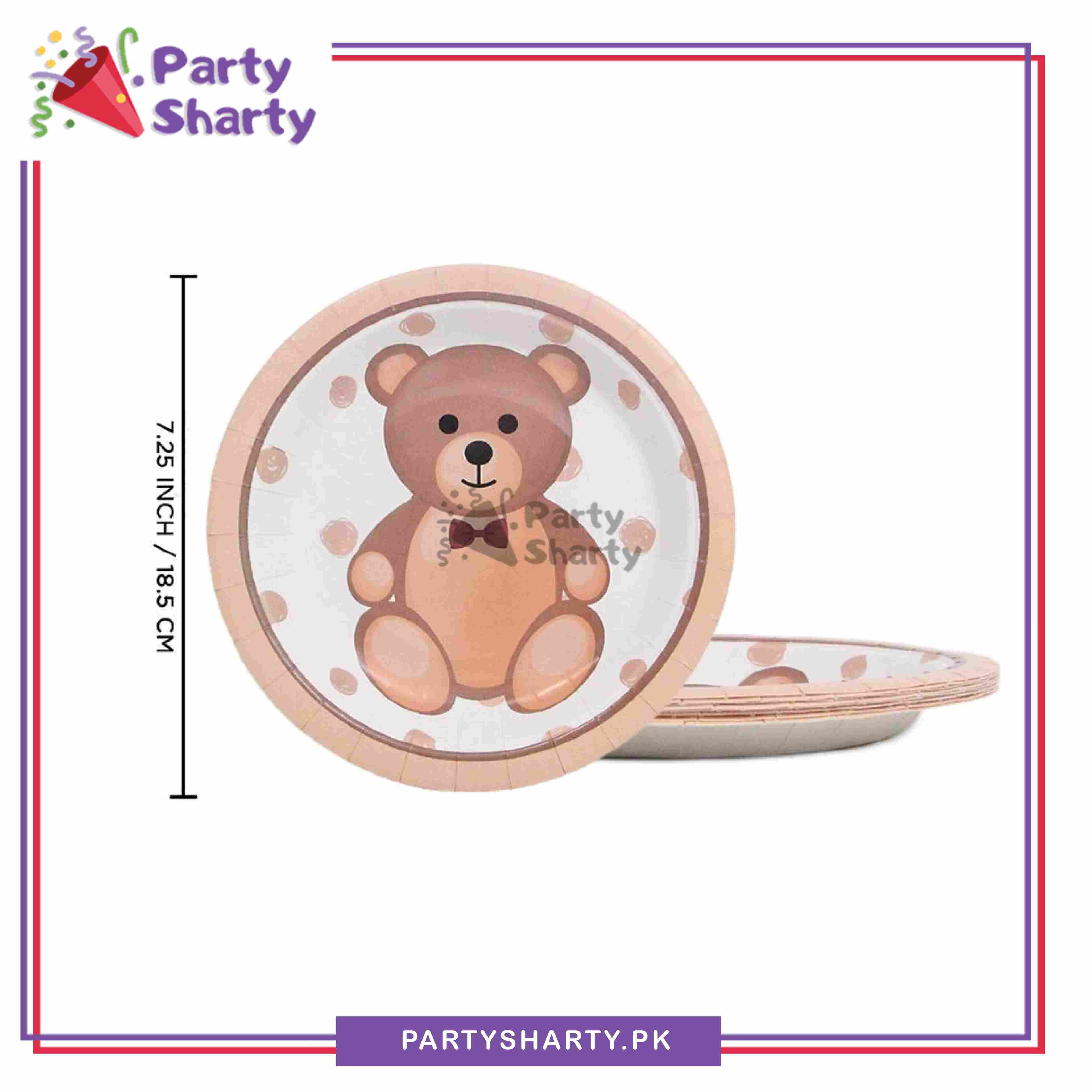 7inches Teddy Bear Theme Dessert Paper Plates Pack of 10 for Teddy Bear Theme Party Decoration
