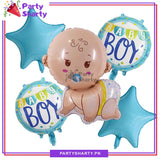 Crawling Baby Boy Shaped Foil Balloon Set for Baby Shower, Welcome Baby & Gender Reveal Decoration and Celebration
