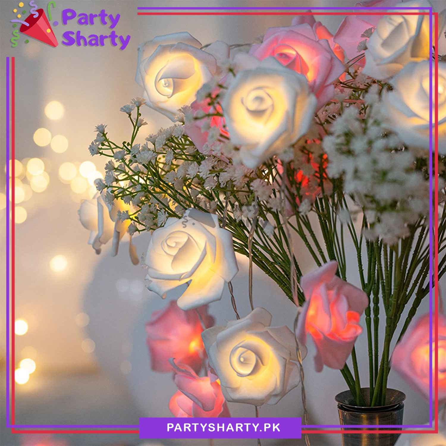 10 LED Flower String Lights - Battery Operated For Party and Room Decoration
