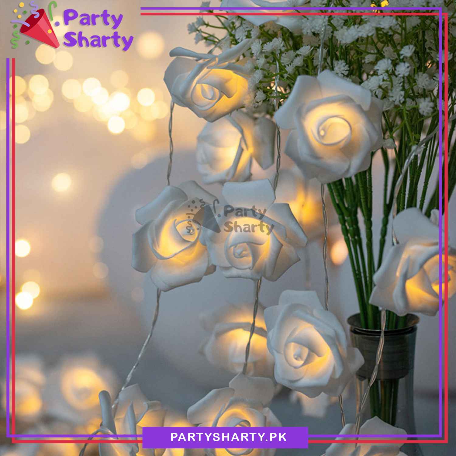 10 LED Flower String Lights - Battery Operated For Party and Room Decoration