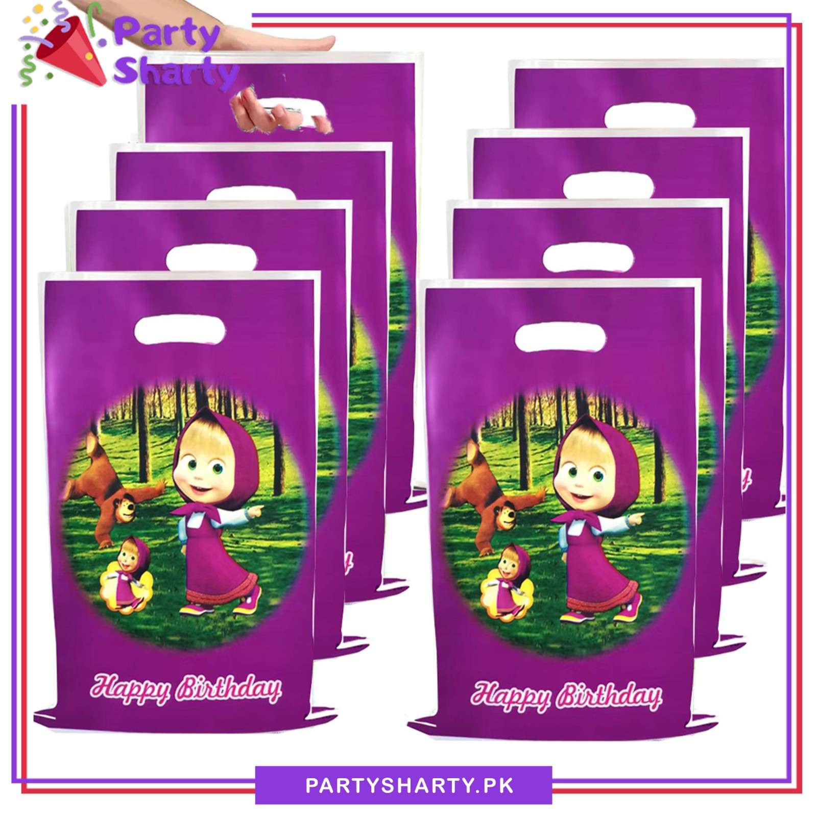 Masha & The Bear Theme Goody Bags Pack of 10 For Theme Birthday Decoration and Celebration
