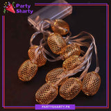 Metal Golden Moroccan Ball Fairy Light Battery Operated 10 Lantern String Light For Room and Party Decoration