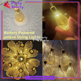 Metal Golden Moroccan Lantern Fairy Light Battery Operated 10 Lantern String Light For Room and Party Decoration