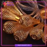 Metal Golden Moroccan Lantern Fairy Light Battery Operated 10 Lantern String Light For Room and Party Decoration