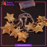 Metal Star Golden Fairy Light Battery Operated 10 Stars String Light For Room and Party Decoration