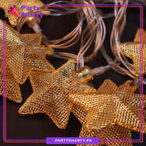 Metal Star Golden Fairy Light Battery Operated 10 Stars String Light For Room and Party Decoration