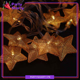 Metal Star Golden Fairy Light Battery Operated 10 Stars String Light For Room and Party Decoration