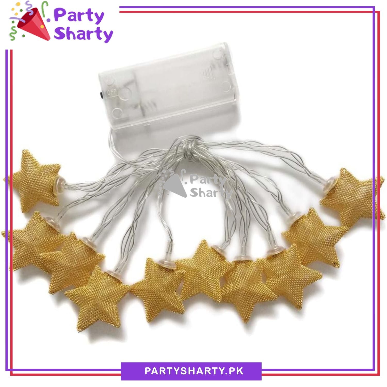 Metal Star Golden Fairy Light Battery Operated 10 Stars String Light For Room and Party Decoration