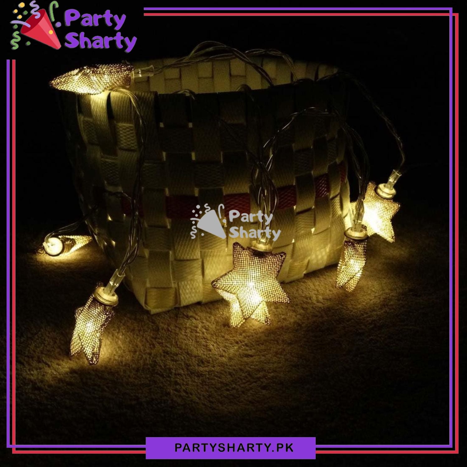 Metal Star Golden Fairy Light Battery Operated 10 Stars String Light For Room and Party Decoration