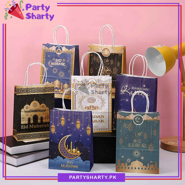 Eid Mubarak Kraft Paper / Goody Bags, Ramadan Party Favor Bags for Eid