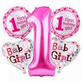 First Birthday Boy / Girl Foil Balloons for Decoration and Celebration (5 pcs / Set)