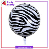 Zebra Print 4D ORBZ Foil Helium Balloon For Jungle / Safari / Wild One Decoration and Celebration