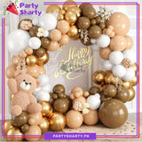 100pcs Mocha Brown, Apricot, White & Metallic Golden Balloons Garland Arch Kit For Party Event Decoration & Celebration
