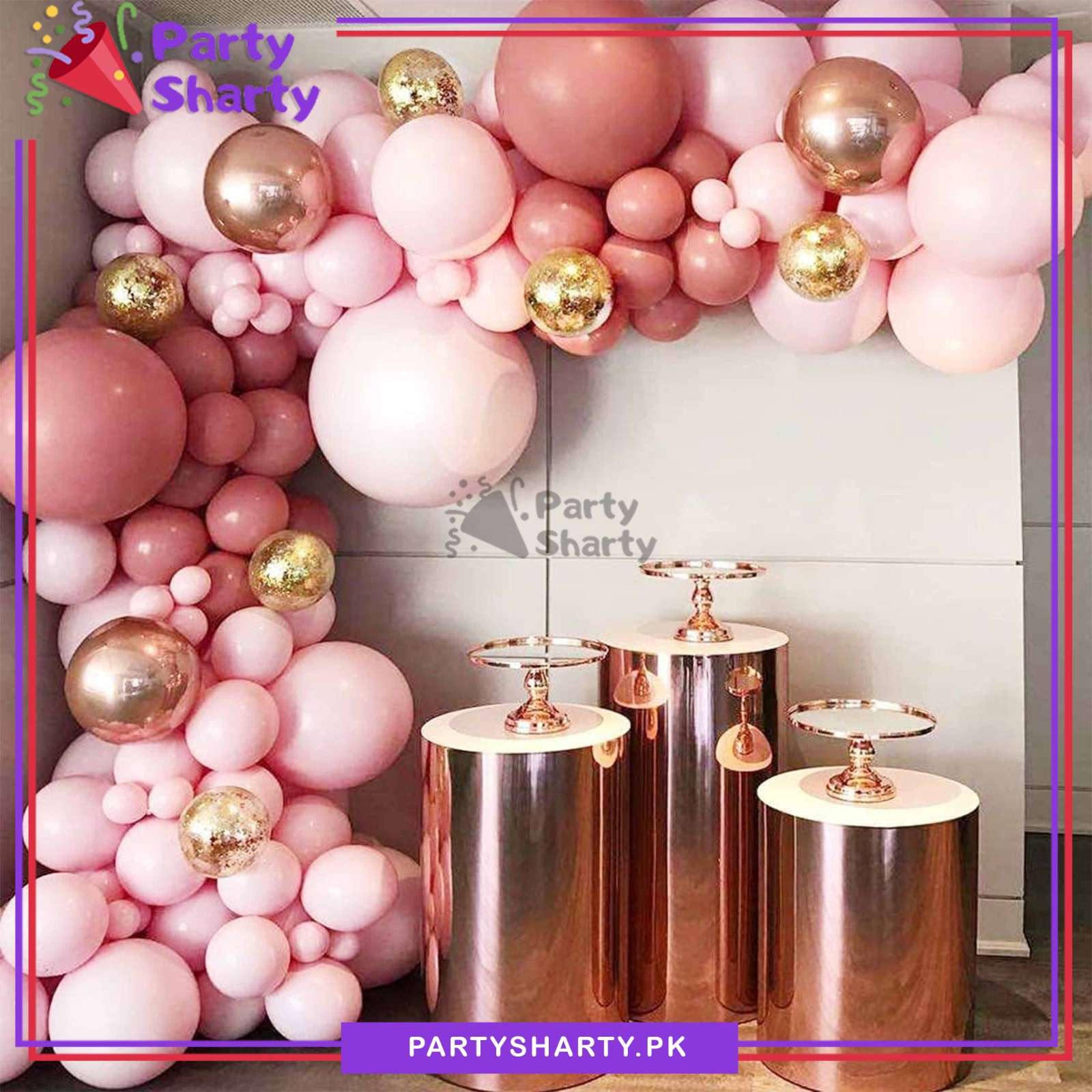 100pcs Retro Pink, Baby Pink & Metallic Rose Gold Balloon Garland Arch Kit For Party Event Decoration