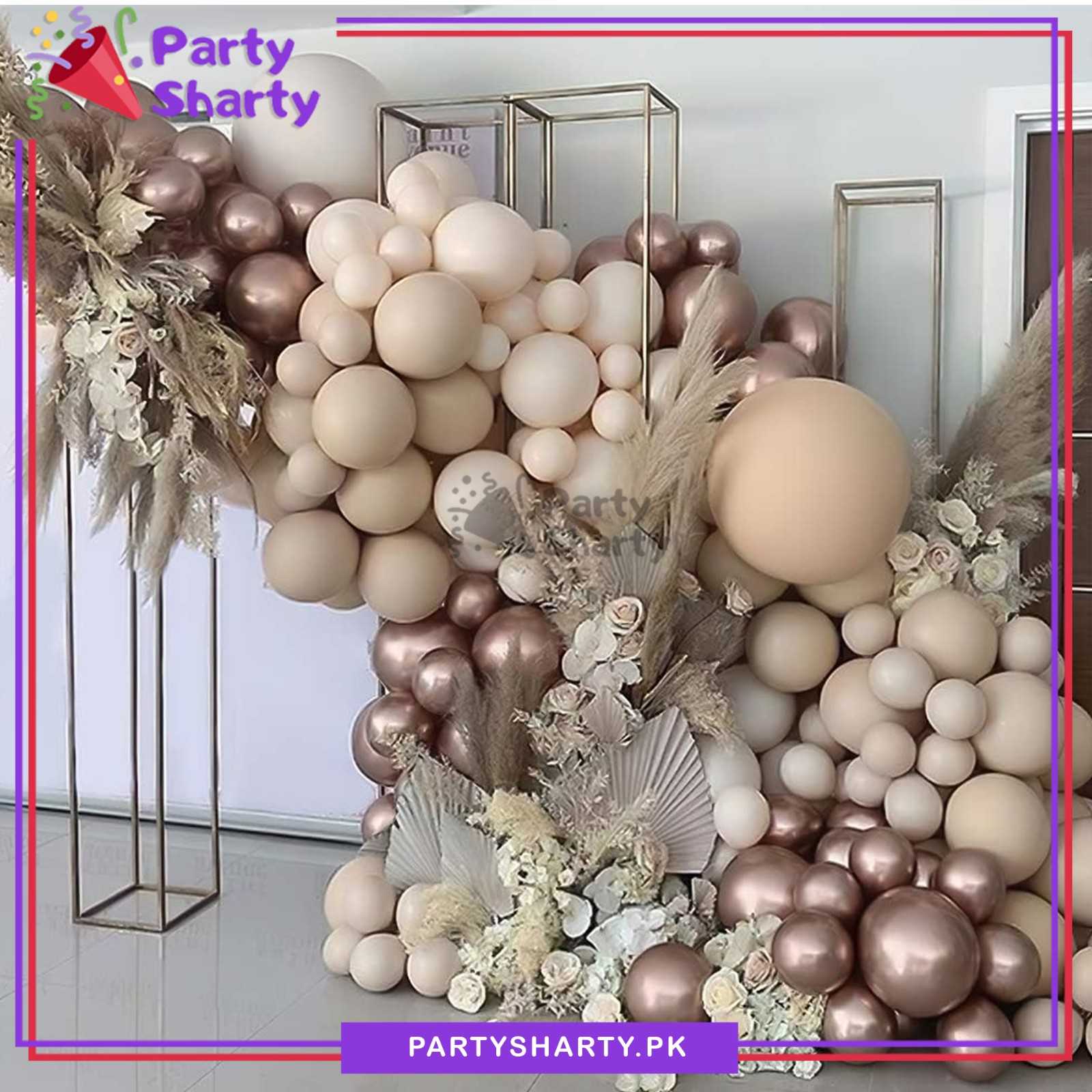 100pcs Apricot, Sand White & Champagne Gold Metallic Balloons Garland Kit for Party Decorations