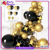 100pcs Black & Metallic Golden Balloon with 4 point Golden Star Garland Arch Kit For Party Event Decoration