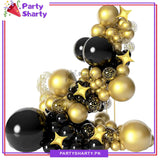 100pcs Black & Metallic Golden Balloon with 4 point Golden Star Garland Arch Kit For Party Event Decoration