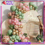 100pcs Olive Green, Metallic Golden & Baby Pink with Giraffe Print Balloon Garland Arch Kit For Decoration