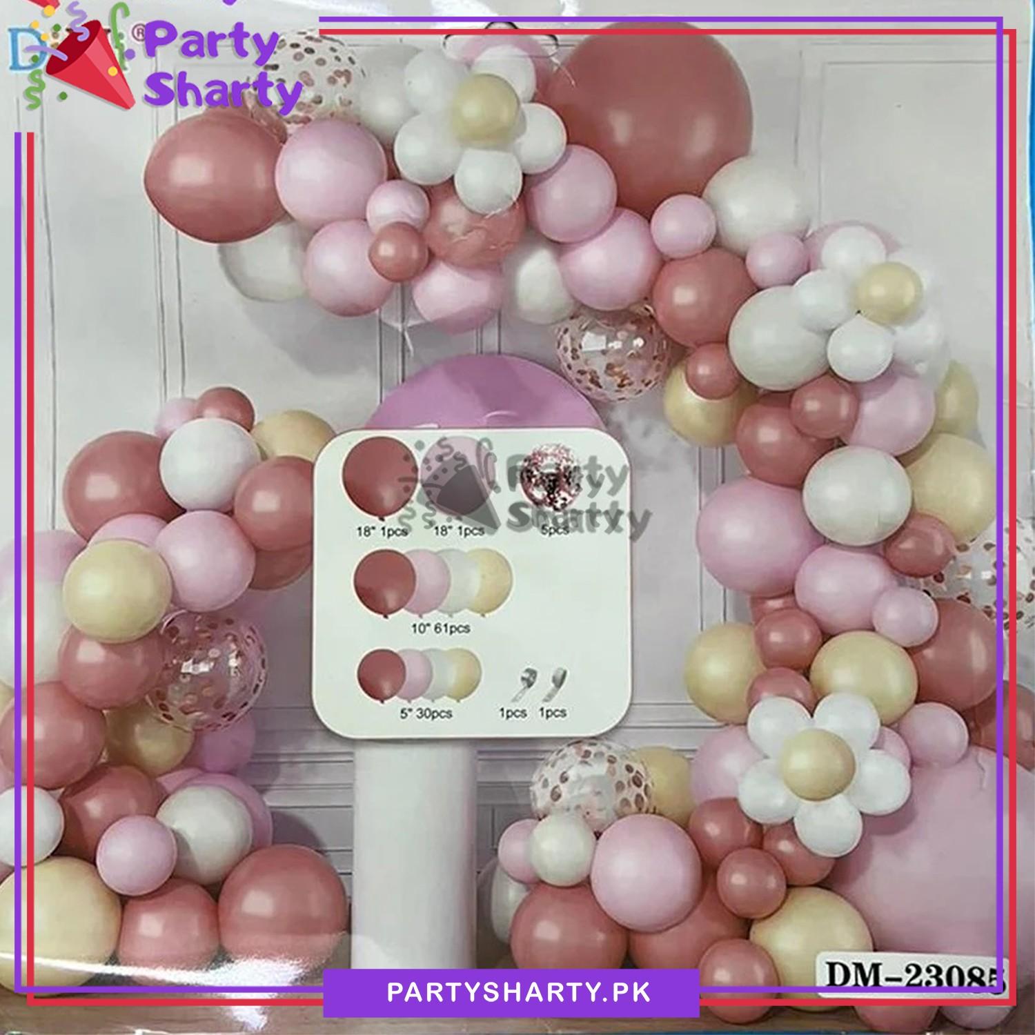 100pcs Retro Pink, White, Ivory & Baby Pink Balloons Garland Kit for Theme Party Decorations