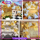 100pcs White & Metallic Golden with Explosion Star Foil Balloons Garland Arch Kit For Party Event Decoration