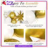 100pcs White & Metallic Golden with Explosion Star Foil Balloons Garland Arch Kit For Party Event Decoration