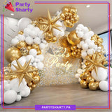 100pcs White & Metallic Golden with Explosion Star Foil Balloons Garland Arch Kit For Party Event Decoration