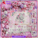 100pcs Baby Girl First Birthday Elephant Theme Set For Birthday Party Decoration and Celebration