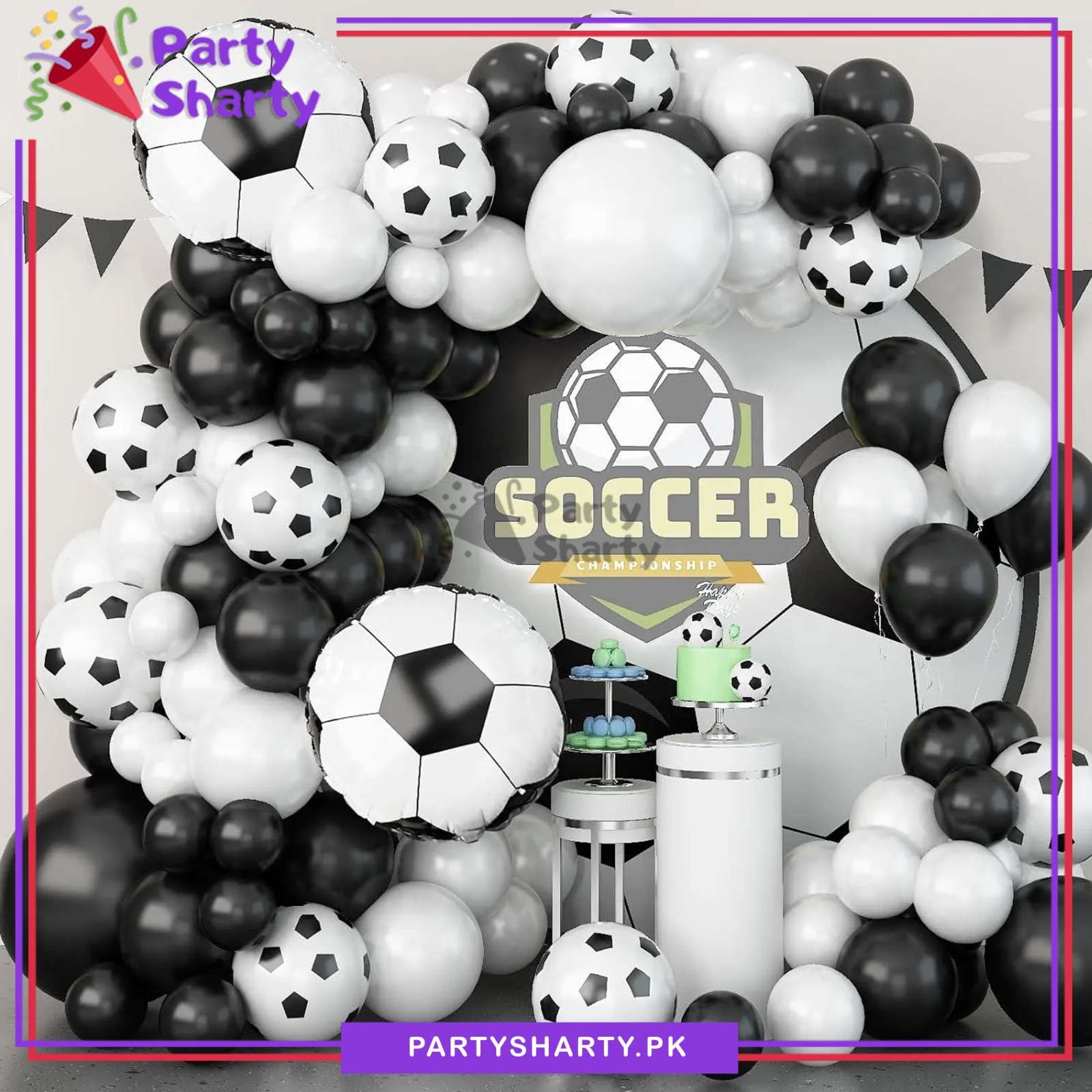 100pcs Black & White Foot Ball Theme Set For Football Theme Birthday Decoration