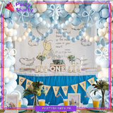 100pcs Blue Bow Long Balloons with Baby Blue, Blue & Sand White Balloons Garland Theme Set For Bow Themed Party Decoration & Celebration