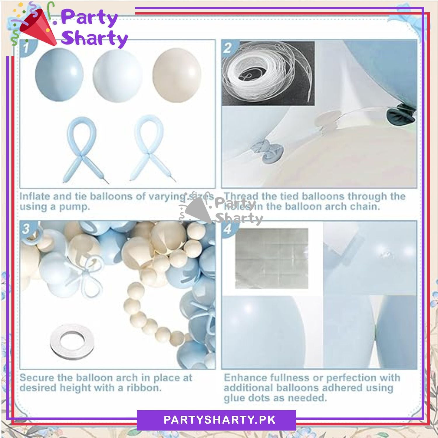 100pcs Blue Bow Long Balloons with Baby Blue, Blue & Sand White Balloons Garland Theme Set For Bow Themed Party Decoration & Celebration
