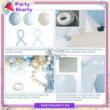 100pcs Blue Bow Long Balloons with Baby Blue, Blue & Sand White Balloons Garland Theme Set For Bow Themed Party Decoration & Celebration