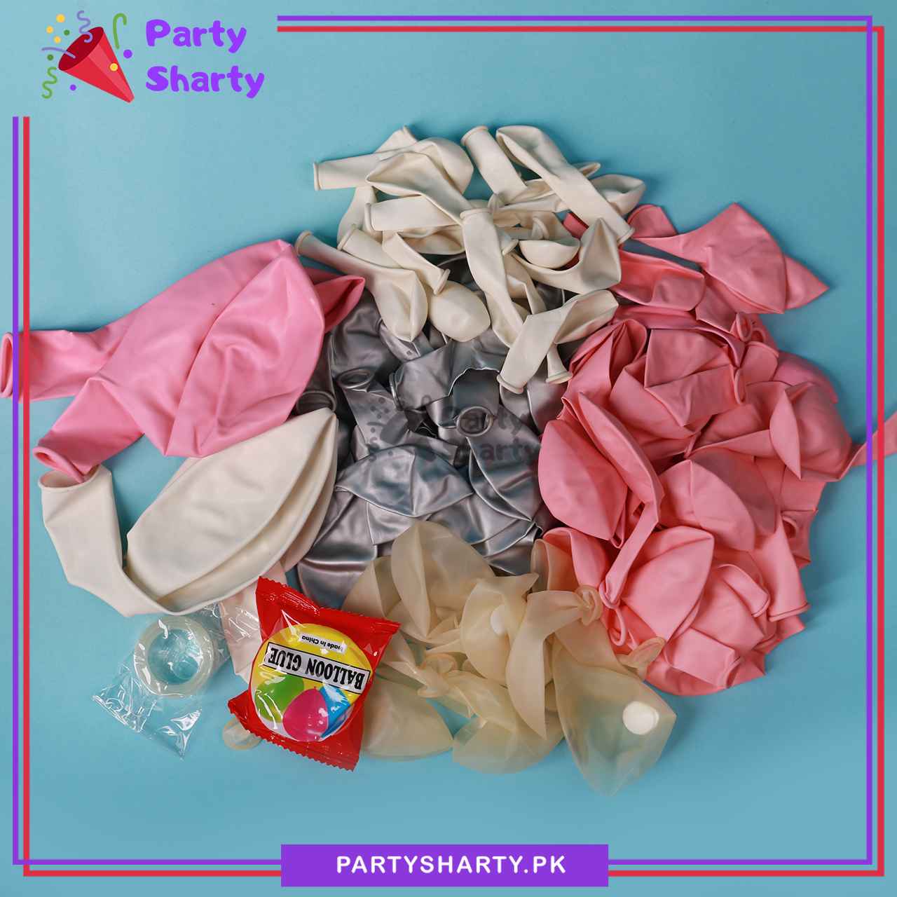 100pcs Butterfly Theme Baby Pink, White & Metallic Silver Balloon Garland Arch Kit For Party Event Decoration