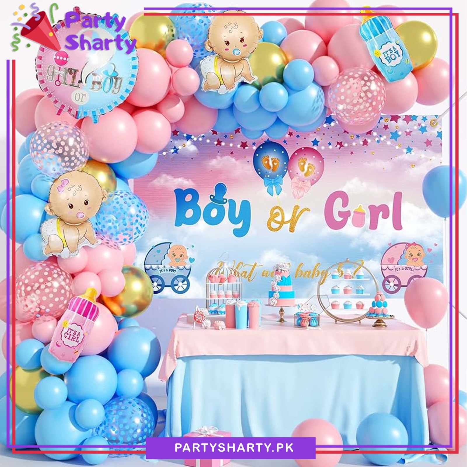 100pcs Crawling Baby BOY or GIRL Balloons Set For Gender Reveal Party Decoration & Celebration