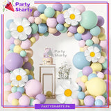 100pcs Daisy Flower Balloon Garland Set For Butterfly & Flower Theme Birthday Decoration and Celebration