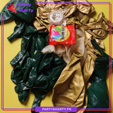100pcs Dark Green & Metallic Golden Balloons Garland Set For Party Decoration And Celebration