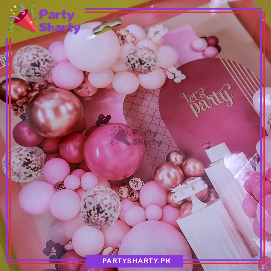 80pcs Dark Pink, Baby Pink, Rose Gold & White Balloon Garland Arch Kit For Party Event Decoration