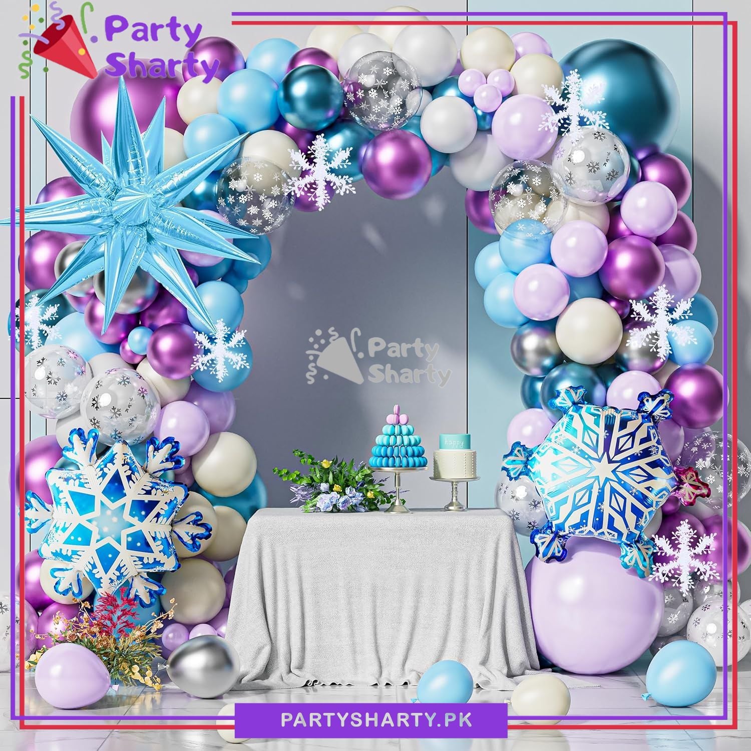 100pcs Frozen Snowflake Balloons Garland Arch For Birthday Party Decoration and Celebration
