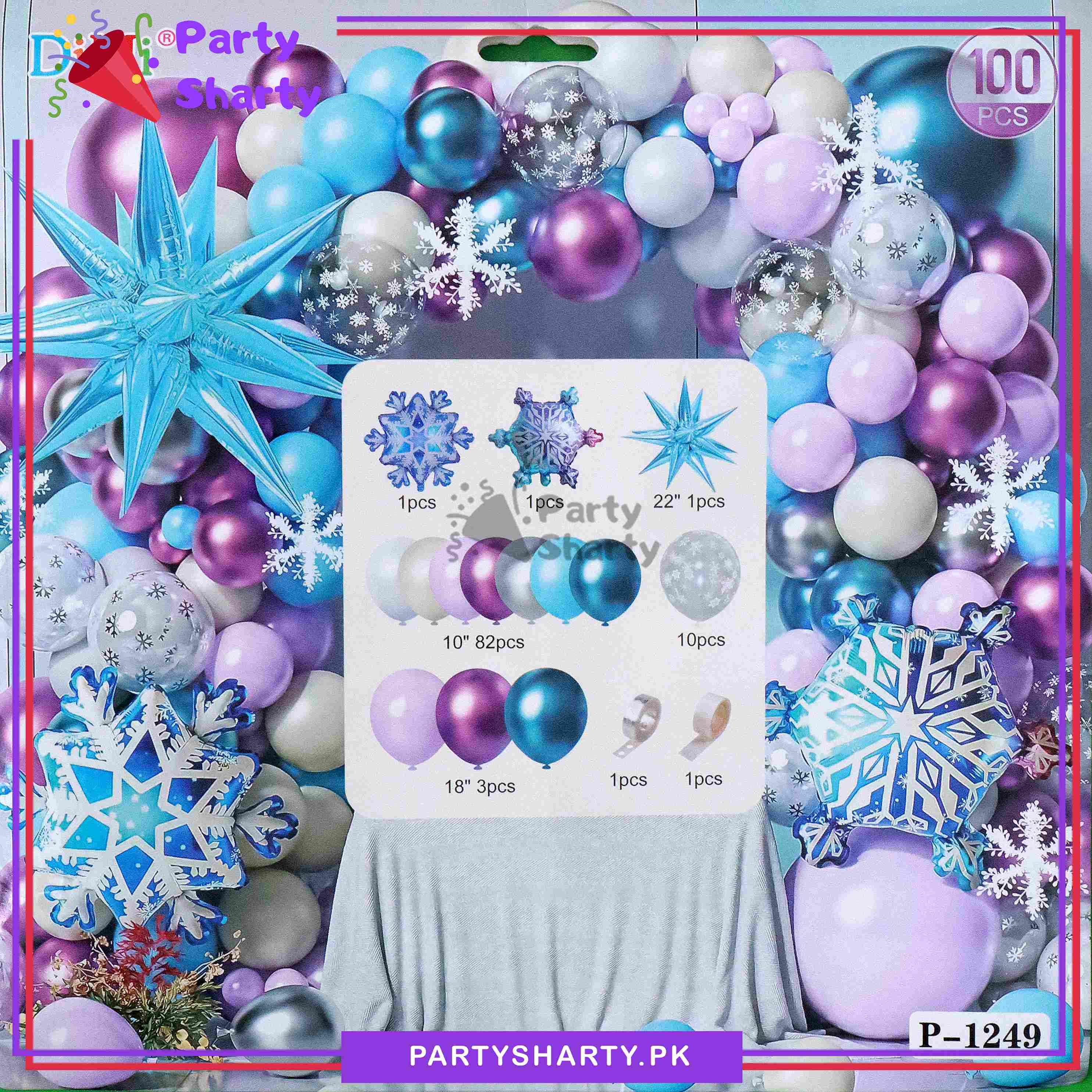 100pcs Frozen Snowflake Balloons Garland Arch For Birthday Party Decoration and Celebration