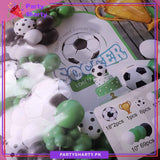 100pcs Green, White And Black Football Theme Balloon Garland Set For Themed Party Decoration And Celebration
