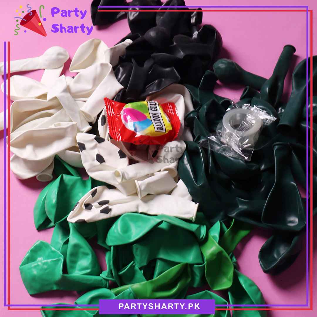 100pcs Green, White And Black Football Theme Balloon Garland Set For Themed Party Decoration And Celebration
