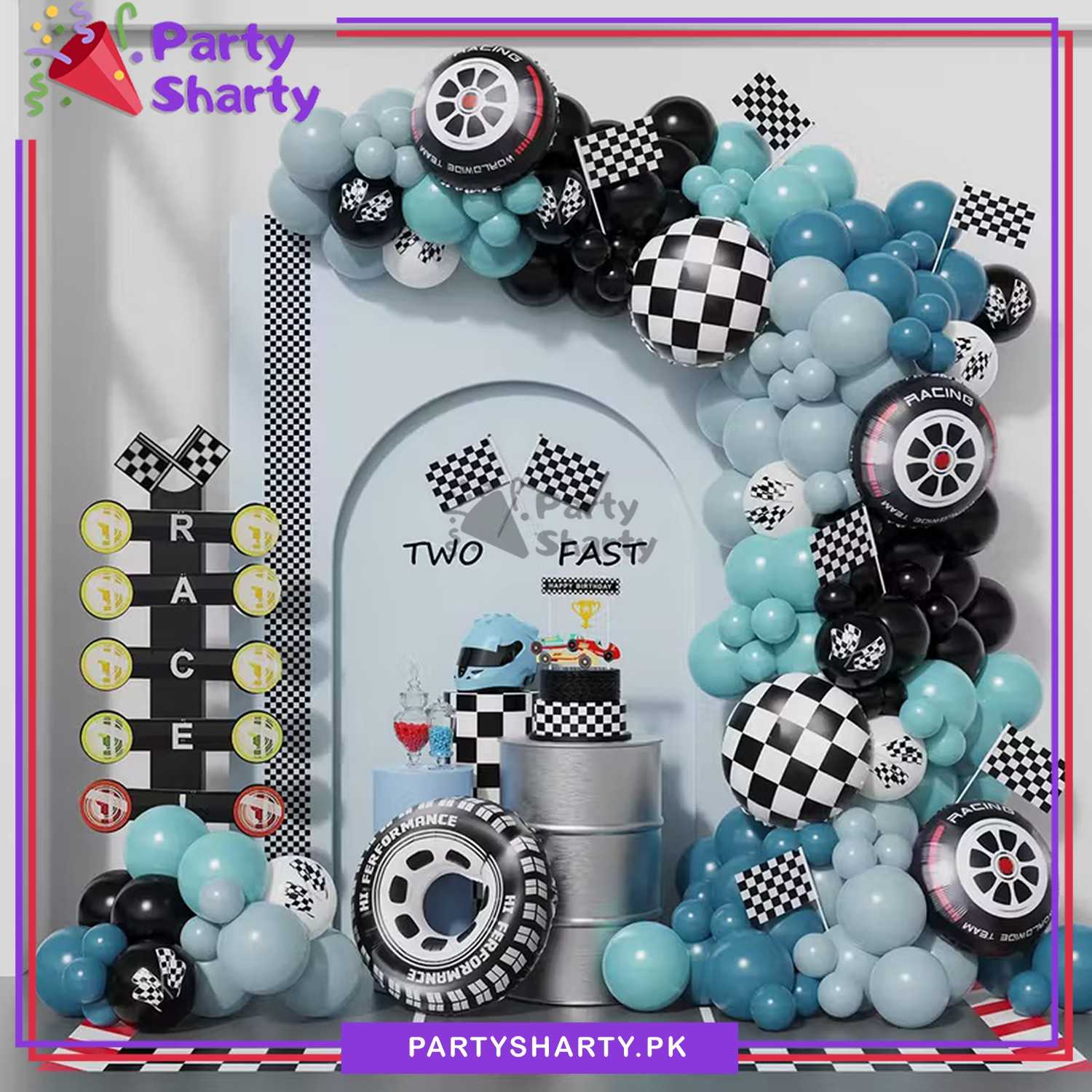 100pcs Too Fast Tyre Theme Set For Racing Car Themed Party Decoration & Celebration