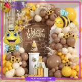 100pcs Honey Bee Theme Balloons Garland Arch Kit For Thematic Party & Event Decoration