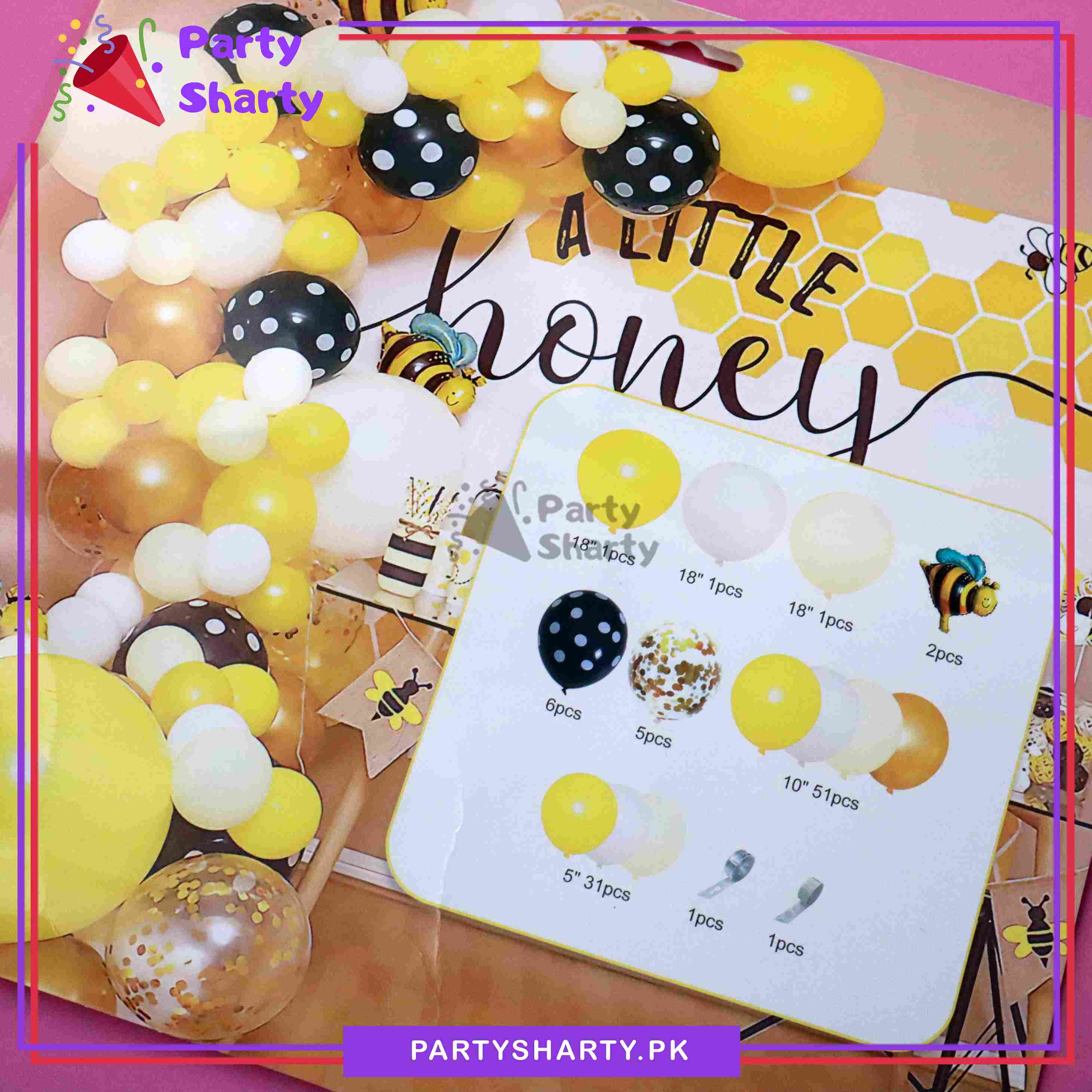 100pcs Honey Bee Theme Balloons Garland For Honey bee Theme Decorations