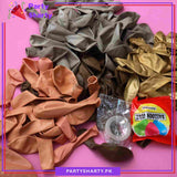 100pcs Mocha Brown, Apricot, Sand White & Golden Metallic Balloons Garland Kit for Theme Party Decorations
