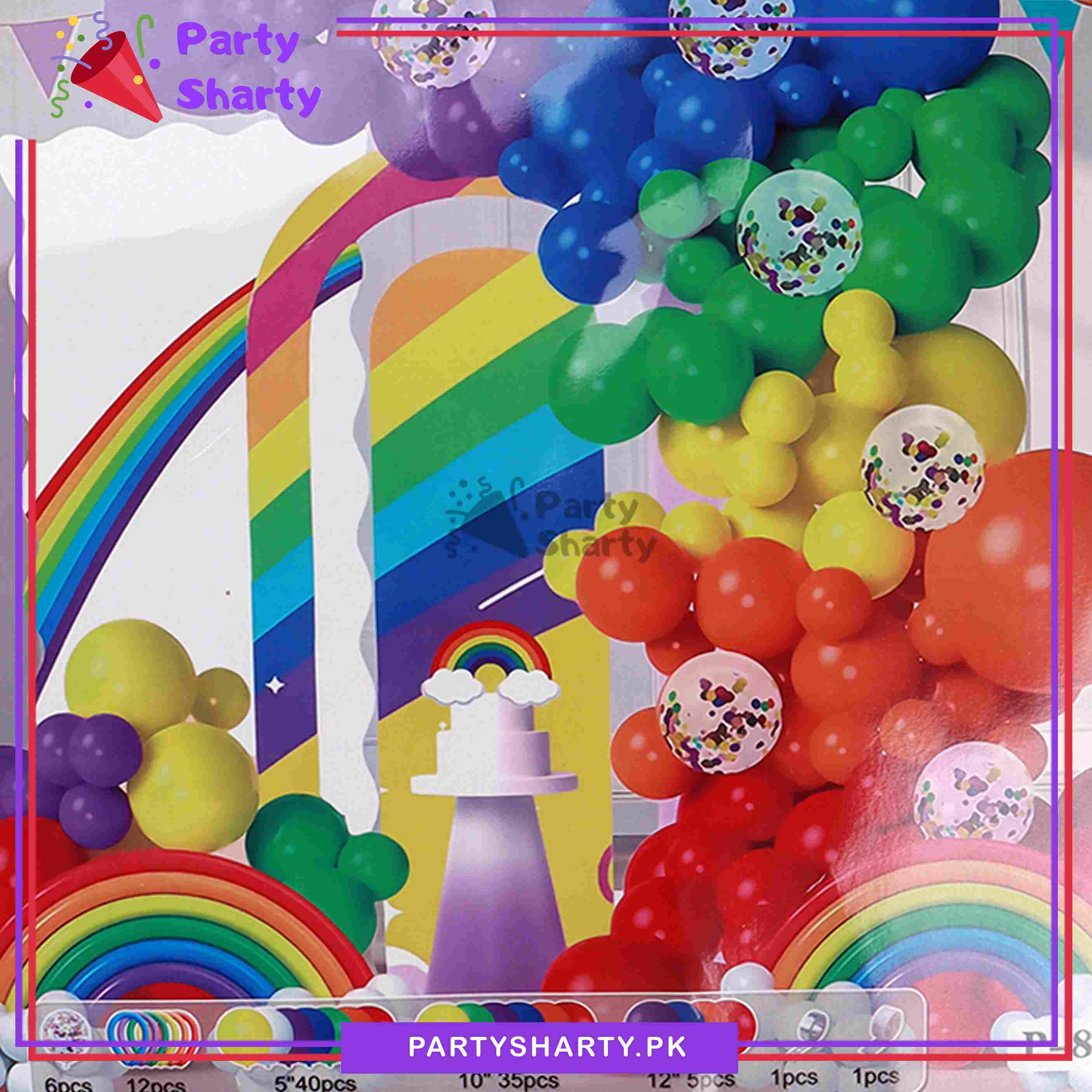 100pcs Multi Color Rainbow Balloon Garland for Party Decoration and Celebration