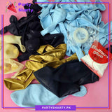 100pcs Navy Blue, Baby Blue & Metallic Golden Balloons Garland Arch Kit For Party Event Decoration